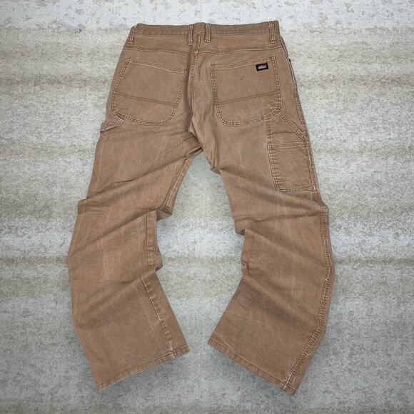 Vintage Dickies Carpenter Pants Camel Tan Canvas Baggy Dungarees Work Wear 90s - Picture 1 of 4